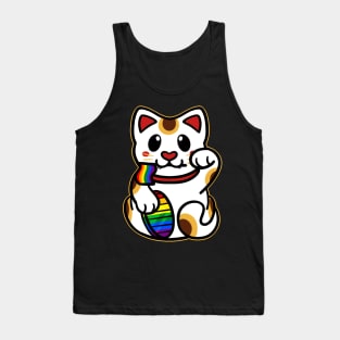 LGBTQ+ Pride Lucky Cat - Gay Tank Top